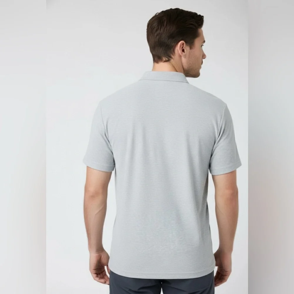 VUORI Ace Polo Shirt Men's Medium Heather Gray S-Sleeve Light Performance